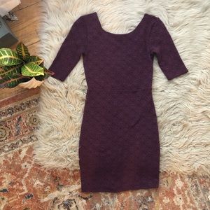 Free People Burgundy Textured Bodycon Dress